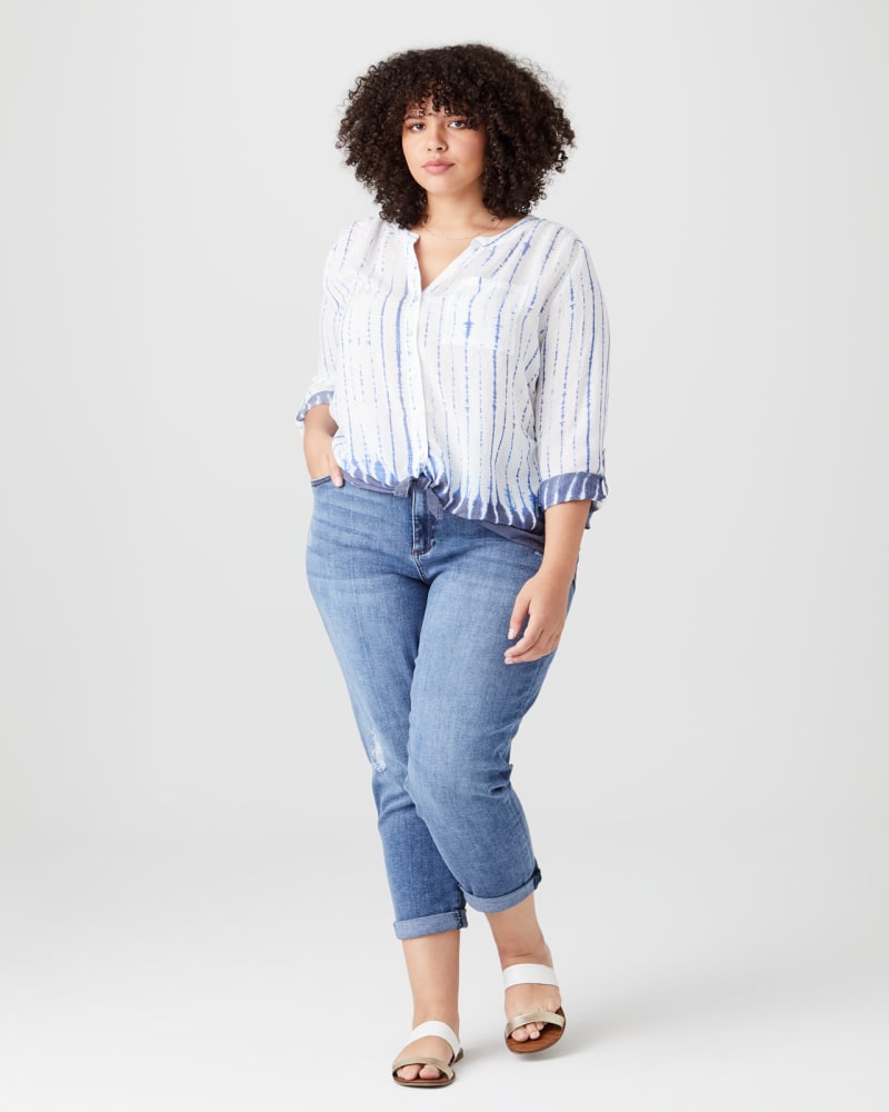Plus size model wearing Alexis Button-Down Top by Molly&Isadora | Dia&Co | dia_product_style_image_id:136408